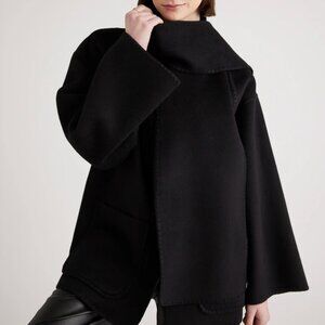 NEW Quince Double Faced Merino Wool Scarf Coat S Black